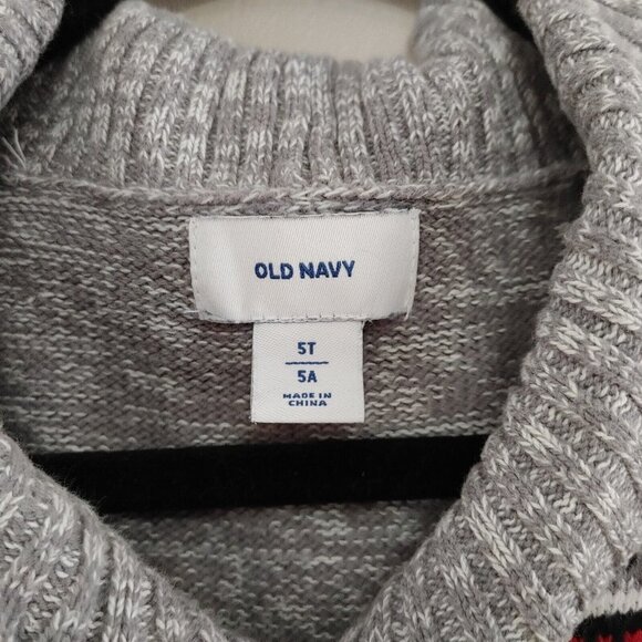 Old Navy Baby Boy Size 5T Gray Button Up Cardigan Sweater Llamas - Picture 2 of 3